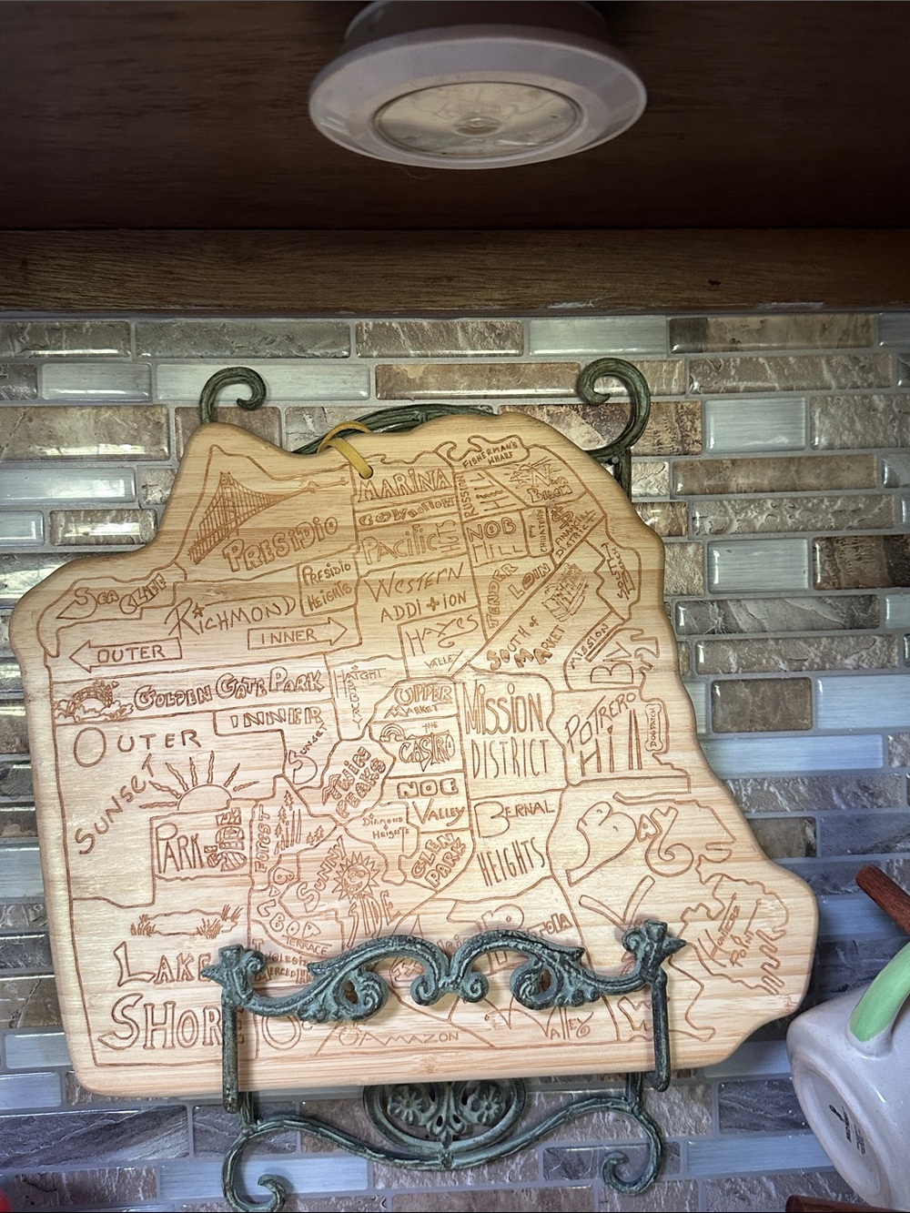 Wooden Engraved San Francisco Map Cutting Board - Natural